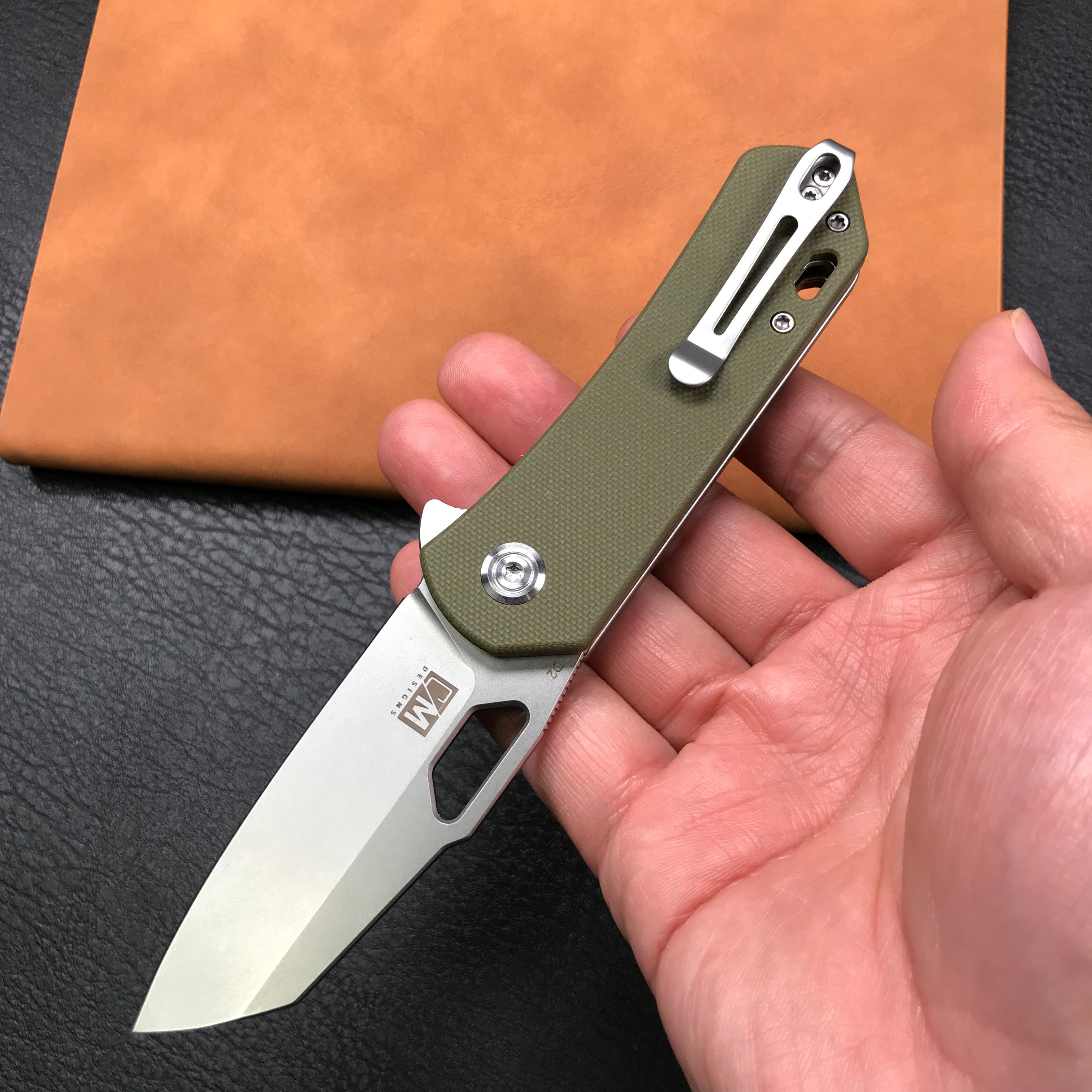 KUBEY KU332B Liner Lock Flipper Folding Knife  green G10 Handle 2.91"Blasted Stonewashed  D2