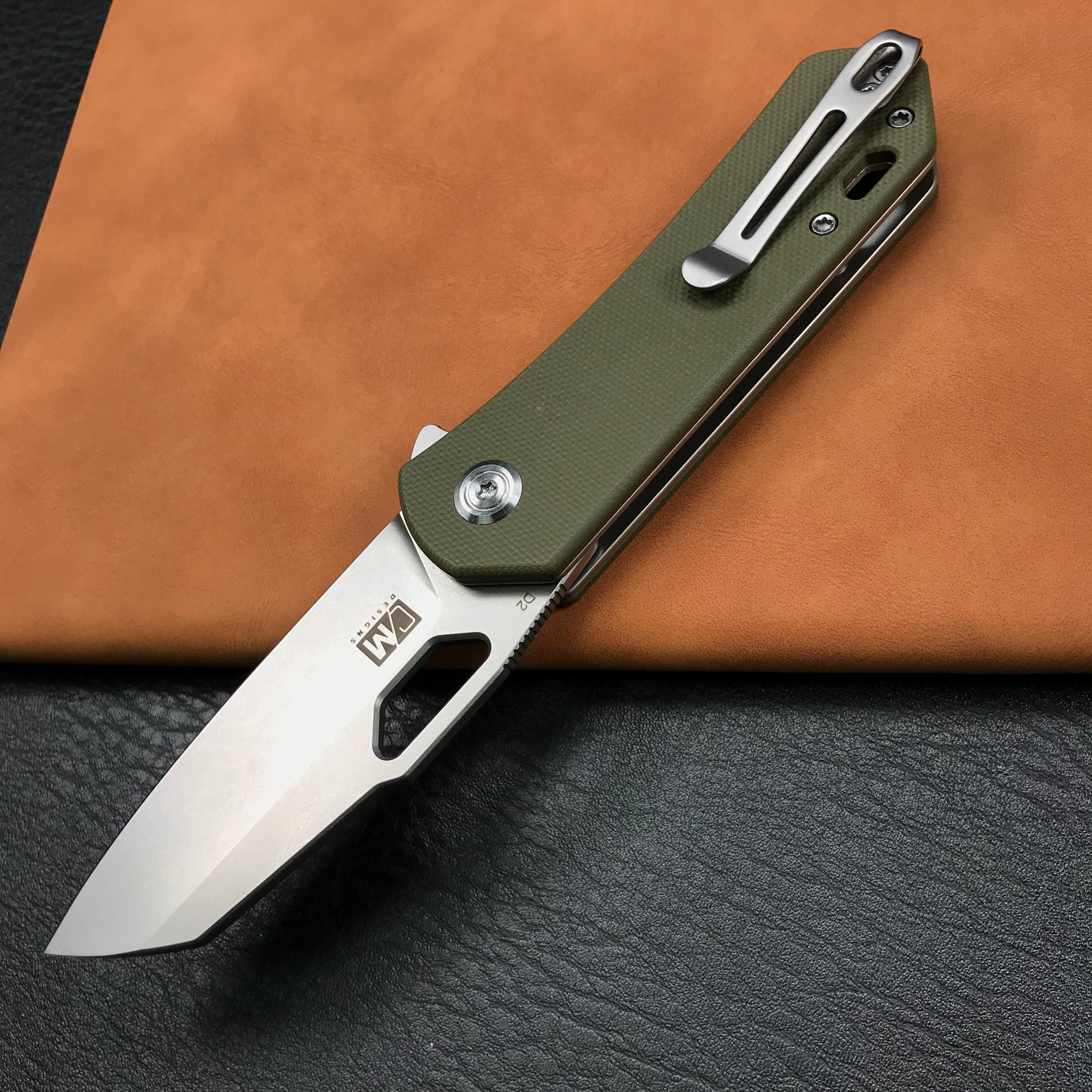 KUBEY KU332B Liner Lock Flipper Folding Knife  green G10 Handle 2.91"Blasted Stonewashed  D2