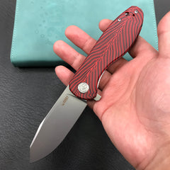 KUBEY KU358J Master Chief Outdor Folding Pocket Knife Black &  red G10 Handle  3.43" Blasted Stonewashed AUS-10