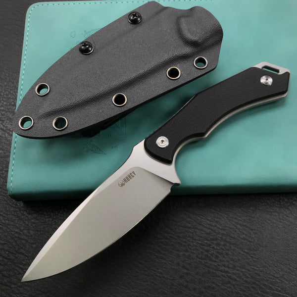 KUBEY KU2108A  Fixed Knife black G10 Handle Bead Blasted Stonewashed 14C28N