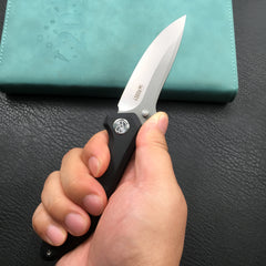 KUBEY KU314F Ruckus Liner Lock Folding Knife Black  G10 Handle 3.31" Blasted Stonewashed  AUS-10