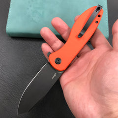 KUBEY KU358E Master Chief Outdor Folding Pocket Knife  Orange  G10 Handle  3.43" Black Stonewashe  AUS-10