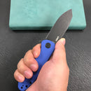 KUBEY KU358G Master Chief Outdor Folding Pocket Knife blue G10 Handle  3.43" Black Stonewashe  AUS-10