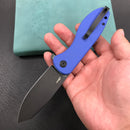 KUBEY KU358G Master Chief Outdor Folding Pocket Knife blue G10 Handle  3.43" Black Stonewashe  AUS-10