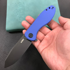 KUBEY KU358G Master Chief Outdor Folding Pocket Knife blue G10 Handle  3.43" Black Stonewashe  AUS-10