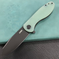 KUBEY KU358D Master Chief Outdor Folding Pocket Knife  Jade G10 Handle  3.43" Black Stonewashe  AUS-10