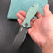 KUBEY KU358D Master Chief Outdor Folding Pocket Knife  Jade G10 Handle  3.43" Black Stonewashe  AUS-10