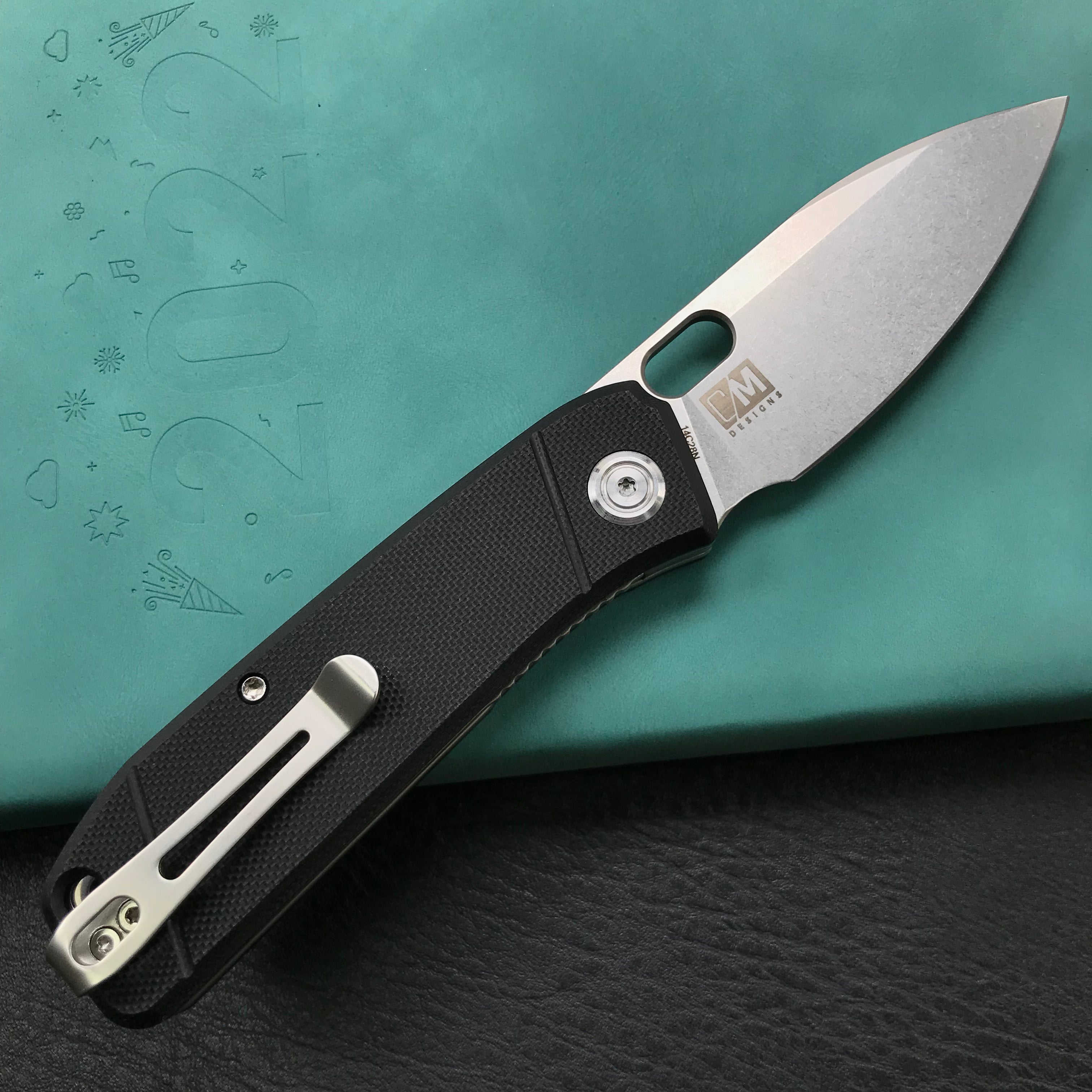 KUBEY KU2104A EDC Folding Knife Black G10 Handle 2.95" Blasted Stonewashed 14C28N