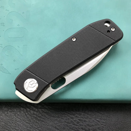 KUBEY KU2104A EDC Folding Knife Black G10 Handle 2.95" Blasted Stonewashed 14C28N