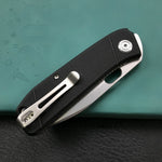 KUBEY KU2104A EDC Folding Knife Black G10 Handle 2.95" Blasted Stonewashed 14C28N