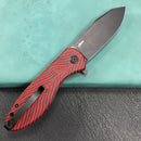 KUBEY KU358A Master Chief Outdor Folding Pocket Knife Black &amp; red G10 Handle 3.43" Black Stonewashe AUS-10