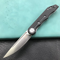 KUBEY KU2101A Mizo Liner Lock Front Flipper Folding Knife Black G10 Handle 3.15" Satin 14C28N