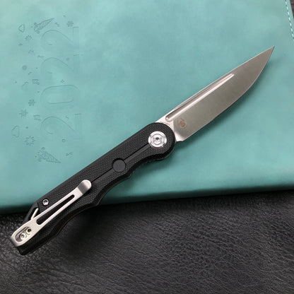 KUBEY KU2101A Mizo Liner Lock Front Flipper Folding Knife Black G10 Handle 3.15" Satin 14C28N