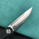 KUBEY KU2101A Mizo Liner Lock Front Flipper Folding Knife Black G10 Handle 3.15" Satin 14C28N