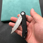 KUBEY KU2101A Mizo Liner Lock Front Flipper Folding Knife Black G10 Handle 3.15" Satin 14C28N
