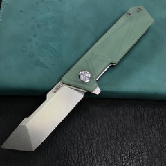 KUBEY KU104E Avenger Outdoor Edc Folding Pocket Knife Jade G10 Handle 3.07" Blasted Stonewashed D2