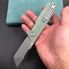 KUBEY KU104E Avenger Outdoor Edc Folding Pocket Knife Jade G10 Handle 3.07" Blasted Stonewashed D2