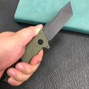 KUBEY KU104F Avenger Outdoor Edc Folding Pocket Knife Green G10 Handle 3.07" Black Stonewashe  D2
