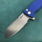KUBEY KU336C Flipper And Button Lock Knife blue G10 Handle Blasted Stonewashed AUS-10