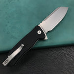 KUBEY KU336E Flipper And Button Lock Knife Black G10 Handle Blasted Stonewashed AUS-10