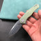 KUBEY KU055F Liner Lock Flipper Folding Knife Jade G10  Handle 2.95" Mirrored Damascus