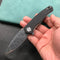 KUBEY KU055E Cadmus Liner Lock Flipper Folding Knife Black G10 Handle 2.95" Etched Patterns Damascus