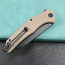 KUBEY KU158J Flash Liner Lock Flipper Folding Knife Tan G10 Handle 3.82" Black Stonewashe AUS-10