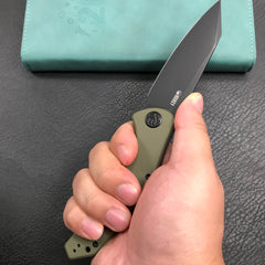 KUBEY KU158F Flash Liner Lock Flipper Folding Knife green G10 Handle 3.82" Black Stonewashe AUS-10