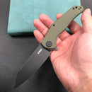 KUBEY KU158F Flash Liner Lock Flipper Folding Knife green G10 Handle 3.82" Black Stonewashe AUS-10