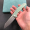 KUBEY KU158I Flash Liner Lock Flipper Folding Knife Jade G10 Handle 3.82" Blasted Stonewashed AUS-10