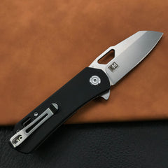 KUBEY KU332 Liner Lock Flipper Folding Knife Black  G10 Handle 2.91" Blasted Stonewashed  D2