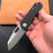 KUBEY KU332 Liner Lock Flipper Folding Knife Black  G10 Handle 2.91" Blasted Stonewashed  D2