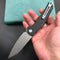 KUBEY KU158E Flash Liner Lock Flipper Folding Knife Black G10 Handle 3.82" Blasted Stonewashed AUS-10