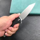 KUBEY KU158E Flash Liner Lock Flipper Folding Knife Black G10 Handle 3.82" Blasted Stonewashed AUS-10