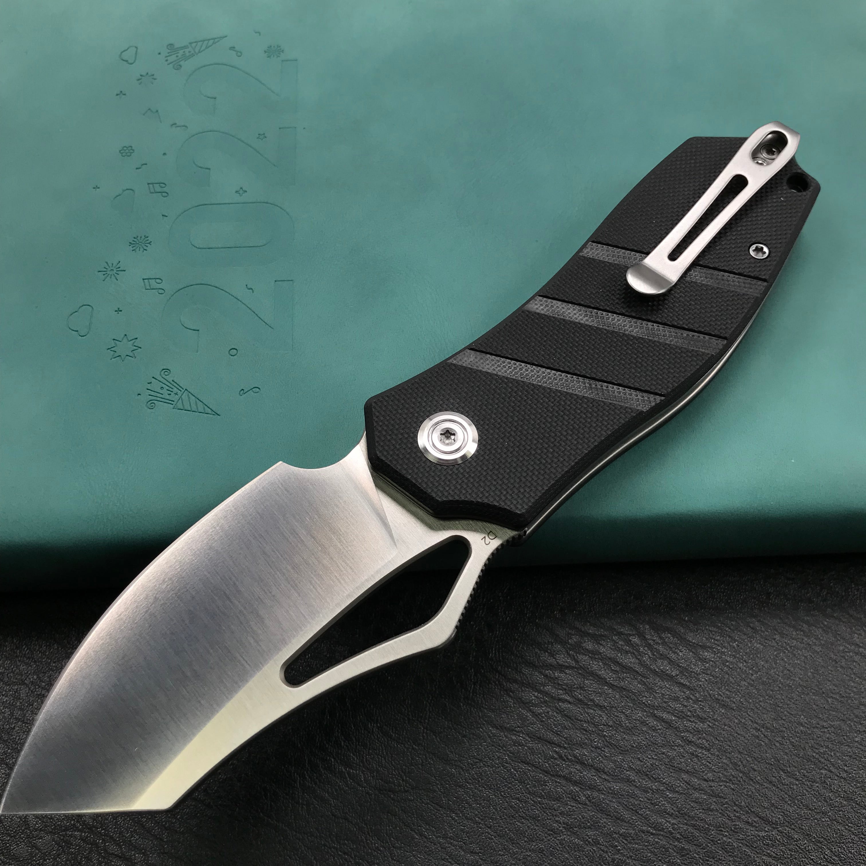 KUBEY KU335A EDC Folding Knife Black  G10 Handle 2.95" Satin D2