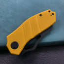 KUBEY KU335C EDC Folding Knife Yellow G10 Handle 2.95" Black Stone Wash D2