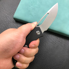 KUBEY KU331A Front Flipper EDC Pocket Folding Knife Black G10 Handle 3.27" Blasted Stonewashed D2