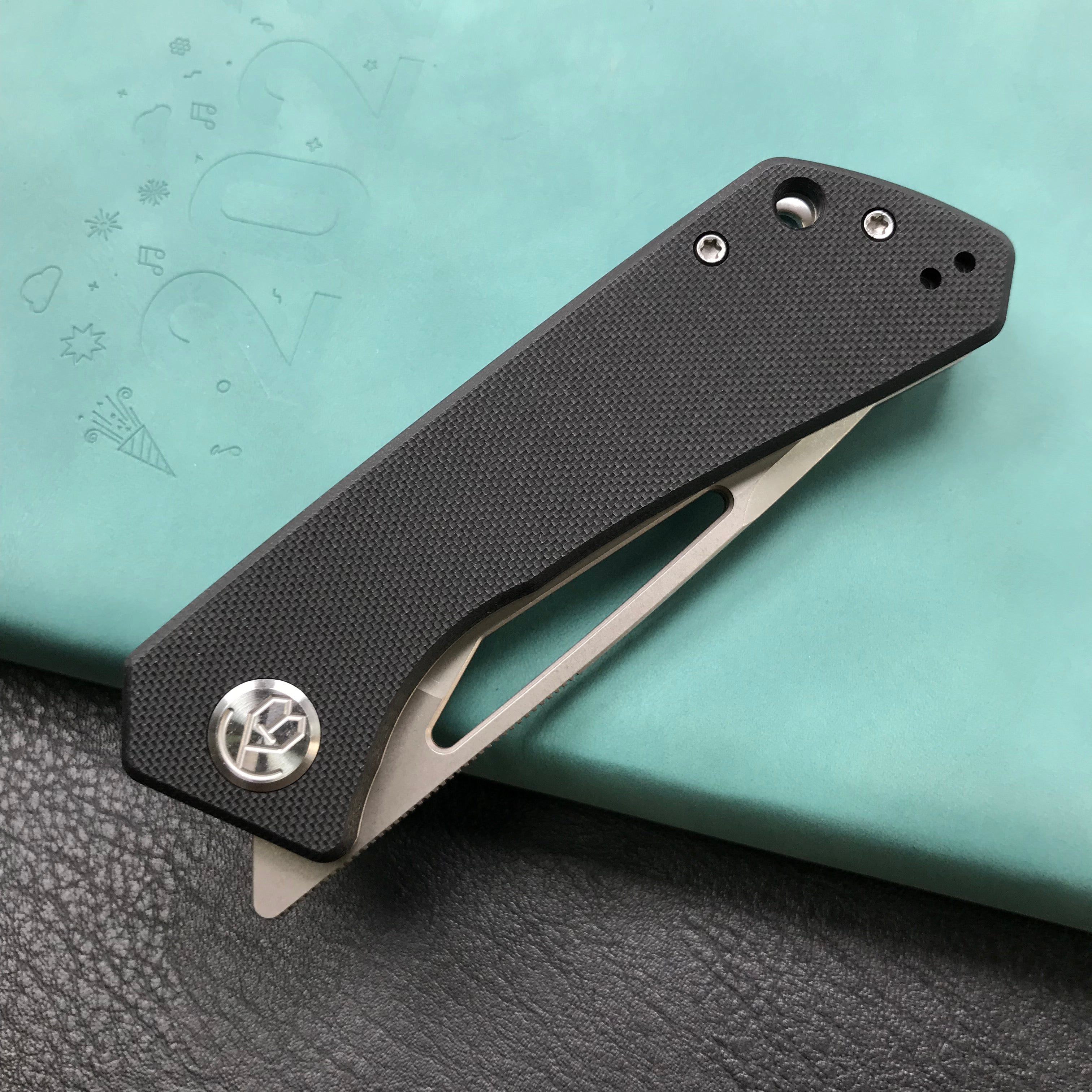 KUBEY KU331A Front Flipper EDC Pocket Folding Knife Black G10 Handle 3.27" Blasted Stonewashed D2