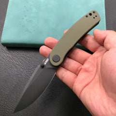 KUBEY KU344B Green G10 Handle Folding Knife 3.43" Dark Stonewahsed D2