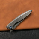 KUBEY KB2103A Pike Liner Lock Folding Knife Gray 6AL4V Titanium Handle 2.87" Sand Blasted  CPM-20CV