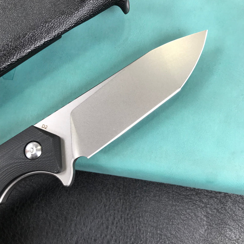 KUBEY Swordfish KU184D Mini Fixed Knife black G10 Handle Blasted Stonewashed D2