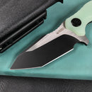 KUBEY KU230F Golf EDC Fixed Blade Knife Jade G-10 Handle  3.1" Black Titanium Coated   AUS-10