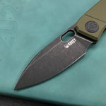 KUBEY KU2104B EDC Folding Knife Green G10 Handle 2.95" Dark Stonewashed 14C28N
