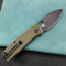 KUBEY KU2104B EDC Folding Knife Green G10 Handle 2.95" Dark Stonewashed 14C28N