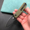 KUBEY KU2104B EDC Folding Knife Green G10 Handle 2.95" Dark Stonewashed 14C28N