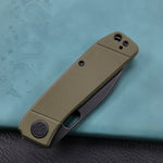 KUBEY KU2104B EDC Folding Knife Green G10 Handle 2.95" Dark Stonewashed 14C28N