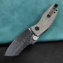 KUBEY KU337E Monsterdog Liner Lock Folding Knife Black&White G10 Handle 2.95" Damascus