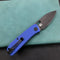 KUBEY KU2104E Hyde Lock Folding Knife Blue G10 Handle 2.95" Dark Stonewashed 14C28N