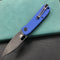 KUBEY KU2104E Hyde Lock Folding Knife Blue G10 Handle 2.95" Dark Stonewashed 14C28N