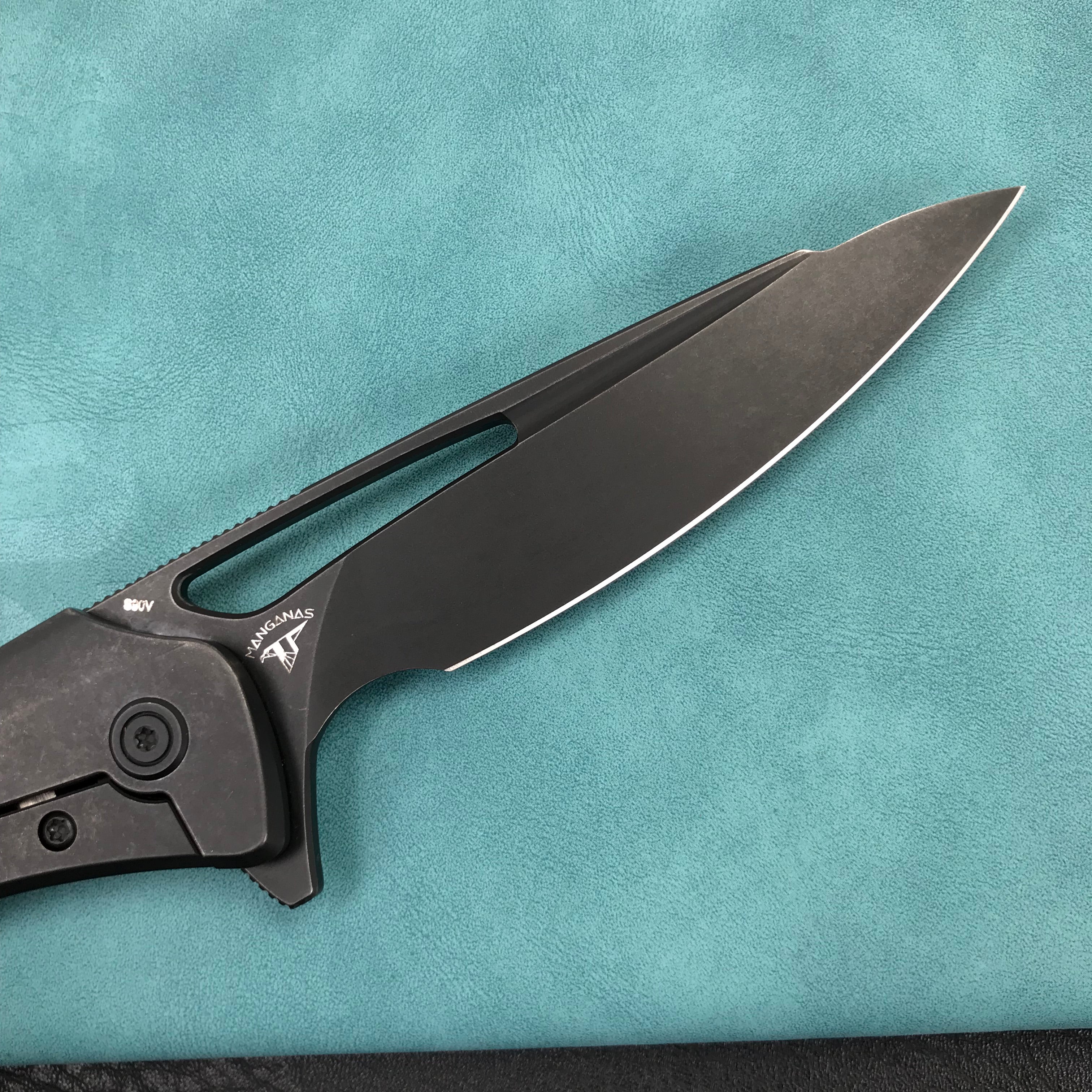 KUBEY KB171F  Velocé Frame Lock Flipper Knife Black Ti Handle 3.94'' Black Stone Wash  S90V Blade